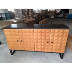 Buffet moderne avec 4 compartiments à portes géométriques – 86 cm H x 140 cm P x 40 cm L