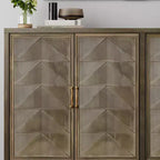 Buffet moderne avec 4 compartiments à portes géométriques – 86 cm H x 140 cm P x 40 cm L