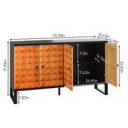 Buffet moderne avec 4 compartiments à portes géométriques – 86 cm H x 140 cm P x 40 cm L