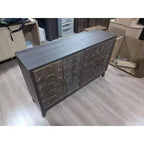 Buffet moderne avec 4 compartiments à portes géométriques – 86 cm H x 140 cm P x 40 cm L