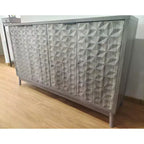 Buffet moderne avec 4 compartiments à portes géométriques – 86 cm H x 140 cm P x 40 cm L