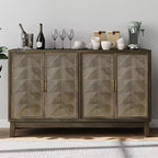 Okak Modern Sideboard Cabinet, Buffet Cabinet With 4 Stylish Geometric Design Doors, Storage Cabinet for Living Room, Office, Kitchen