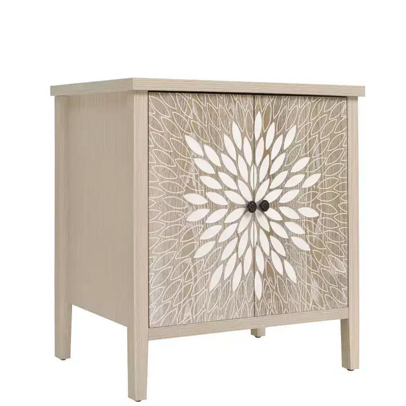 Bahut d'appoint moderne avec 4 compartiments à portes sculptées – 80,5 cm H x 147,6 cm P x 40 cm L