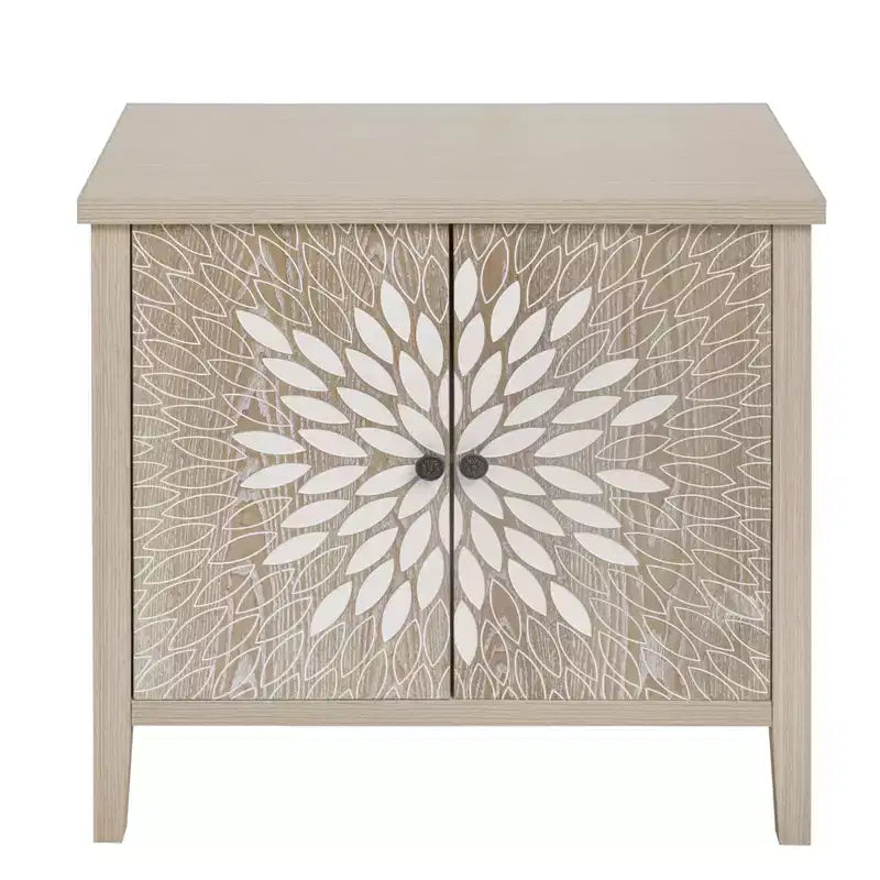 Bahut d'appoint moderne avec 4 compartiments à portes sculptées – 80,5 cm H x 147,6 cm P x 40 cm L