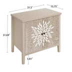 Bahut d'appoint moderne avec 4 compartiments à portes sculptées – 80,5 cm H x 147,6 cm P x 40 cm L