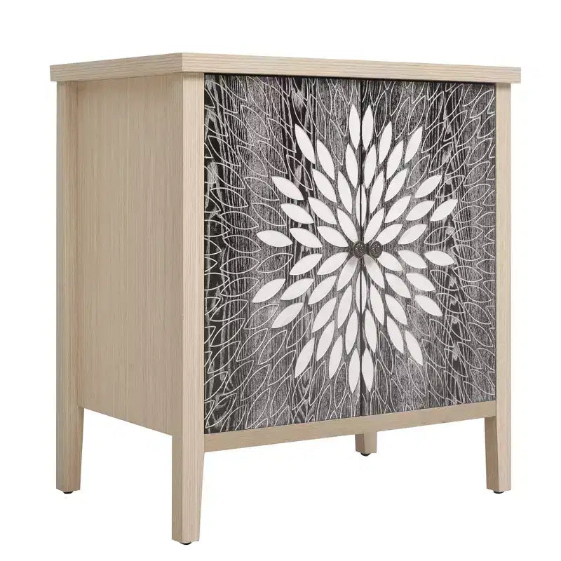 Bahut d'appoint moderne avec 4 compartiments à portes sculptées – 80,5 cm H x 147,6 cm P x 40 cm L