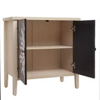 Bahut d'appoint moderne avec 4 compartiments à portes sculptées – 80,5 cm H x 147,6 cm P x 40 cm L