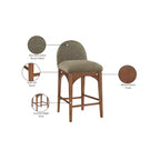 Tabouret de comptoir en tissu bouclé avec cadre en frêne – Assise 45,7 cm l. x 40,6 cm P., Hauteur fixe 68,6 cm