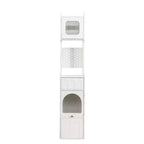 Meuble de rangement haut avec 2 tiroirs et portes vitrées – 180 cm H x 35 cm l x 35 cm P