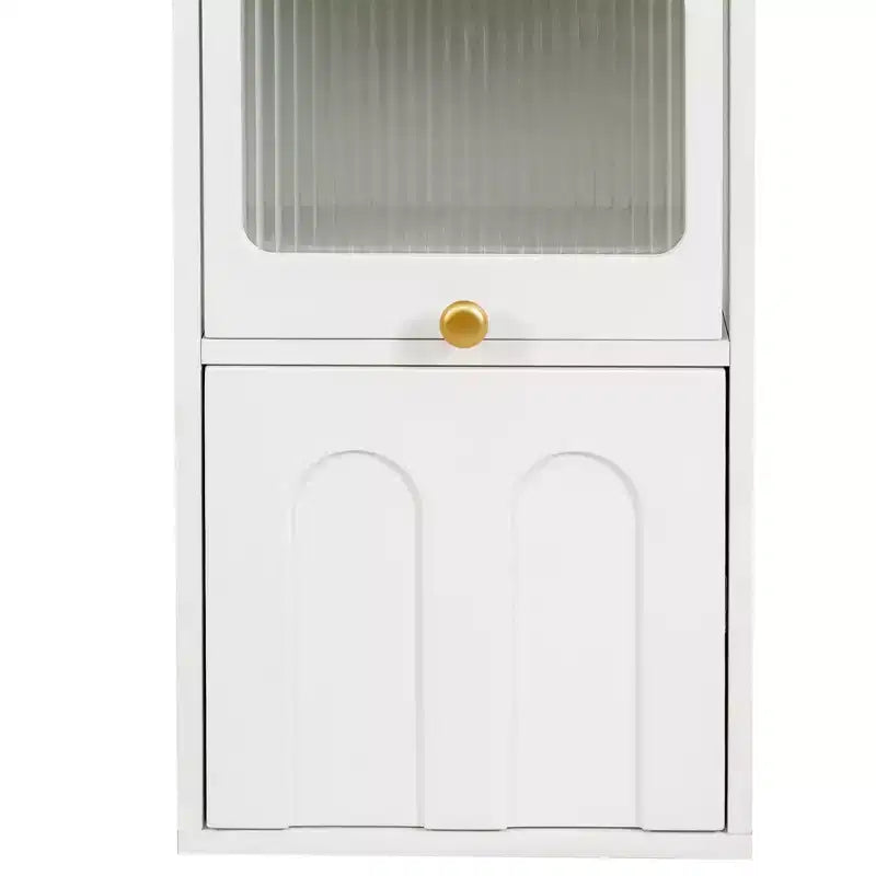 Meuble de rangement haut avec 2 tiroirs et portes vitrées – 180 cm H x 35 cm l x 35 cm P