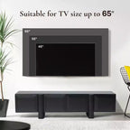 Meuble TV bas 63" avec 4 portes à ouverture par pression pour téléviseurs jusqu'à 68" – 15,75" H x 63" L x 15,75" P, Noir mat