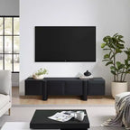 Meuble TV bas 63" avec 4 portes à ouverture par pression pour téléviseurs jusqu'à 68" – 15,75" H x 63" L x 15,75" P, Noir mat