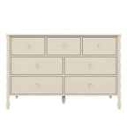 Commode enfant à 7 tiroirs en pin massif avec pieds fuseau et poignées rondes – 52" L x 18.5" P x 33.5" H