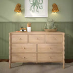 Commode enfant à 7 tiroirs en pin massif avec pieds fuseau et poignées rondes – 52" L x 18.5" P x 33.5" H