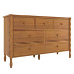 Commode enfant à 7 tiroirs en pin massif avec pieds fuseau et poignées rondes – 52" L x 18.5" P x 33.5" H