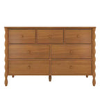 Commode enfant à 7 tiroirs en pin massif avec pieds fuseau et poignées rondes – 52" L x 18.5" P x 33.5" H