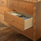 Commode enfant à 7 tiroirs en pin massif avec pieds fuseau et poignées rondes – 52" L x 18.5" P x 33.5" H