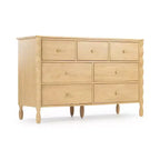 Commode enfant à 7 tiroirs en pin massif avec pieds fuseau et poignées rondes – 52" L x 18.5" P x 33.5" H