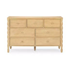 Commode enfant à 7 tiroirs en pin massif avec pieds fuseau et poignées rondes – 52" L x 18.5" P x 33.5" H