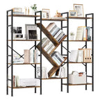 Bookshelf, Triple 5 Tier Shelf Display Book Shelf, Wide Bookcase, Rustic Wooden Shelving Unit, for Your Bedroom, Living Room, Home & Office Shelving