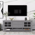 59 Inch Gray TV Stand for TVs up to 60 Inches with Multifunctional Storage Space Media Console for Living Room Bedroom