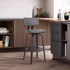 GDFStudio Calder Modern Faux Leather and Wood Swivel Bar Stool