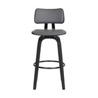 Tabouret de bar pivotant moderne en similicuir avec cadre en bois et repose-pieds – Siège 45 cm (l) x 40 cm (P), hauteur fixe 76 cm