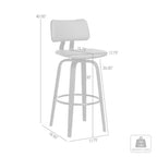 Tabouret de bar pivotant moderne en similicuir avec cadre en bois et repose-pieds – Siège 45 cm (l) x 40 cm (P), hauteur fixe 76 cm