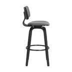 Tabouret de bar pivotant moderne en similicuir avec cadre en bois et repose-pieds – Siège 45 cm (l) x 40 cm (P), hauteur fixe 76 cm
