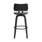 Tabouret de bar pivotant moderne en similicuir avec cadre en bois et repose-pieds – Siège 45 cm (l) x 40 cm (P), hauteur fixe 76 cm