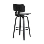 Tabouret de bar pivotant moderne en similicuir avec cadre en bois et repose-pieds – Siège 45 cm (l) x 40 cm (P), hauteur fixe 76 cm