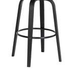 Tabouret de bar pivotant moderne en similicuir avec cadre en bois et repose-pieds – Siège 45 cm (l) x 40 cm (P), hauteur fixe 76 cm