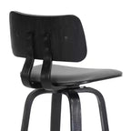 Tabouret de bar pivotant moderne en similicuir avec cadre en bois et repose-pieds – Siège 45 cm (l) x 40 cm (P), hauteur fixe 76 cm