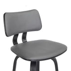 Tabouret de bar pivotant moderne en similicuir avec cadre en bois et repose-pieds – Siège 45 cm (l) x 40 cm (P), hauteur fixe 76 cm