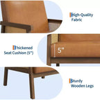 Fauteuil d'appoint dossier haut en rotin avec structure en bois et revêtement en lin – Assise 57 cm l x 51 cm P, Hauteur 81 cm