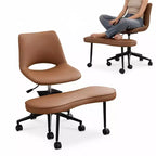 Chaise de sol à pieds croisés avec base pivotante et soutien lombaire