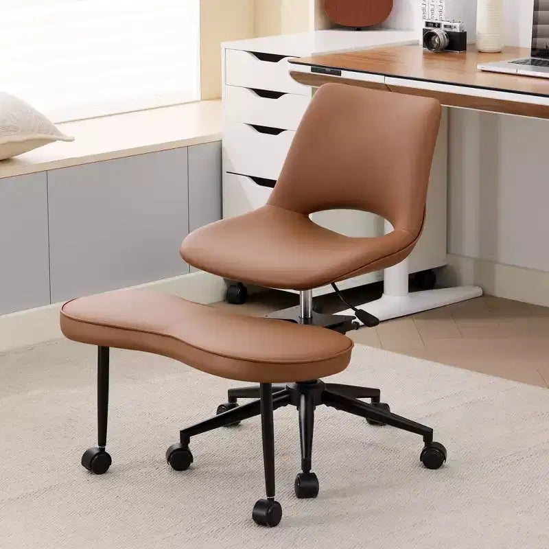 Chaise de sol à pieds croisés avec base pivotante et soutien lombaire