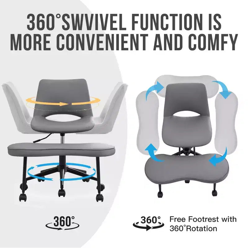 Chaise de sol à pieds croisés avec base pivotante et soutien lombaire
