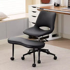 Chaise de sol à pieds croisés avec base pivotante et soutien lombaire