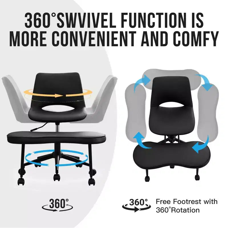 Chaise de sol à pieds croisés avec base pivotante et soutien lombaire