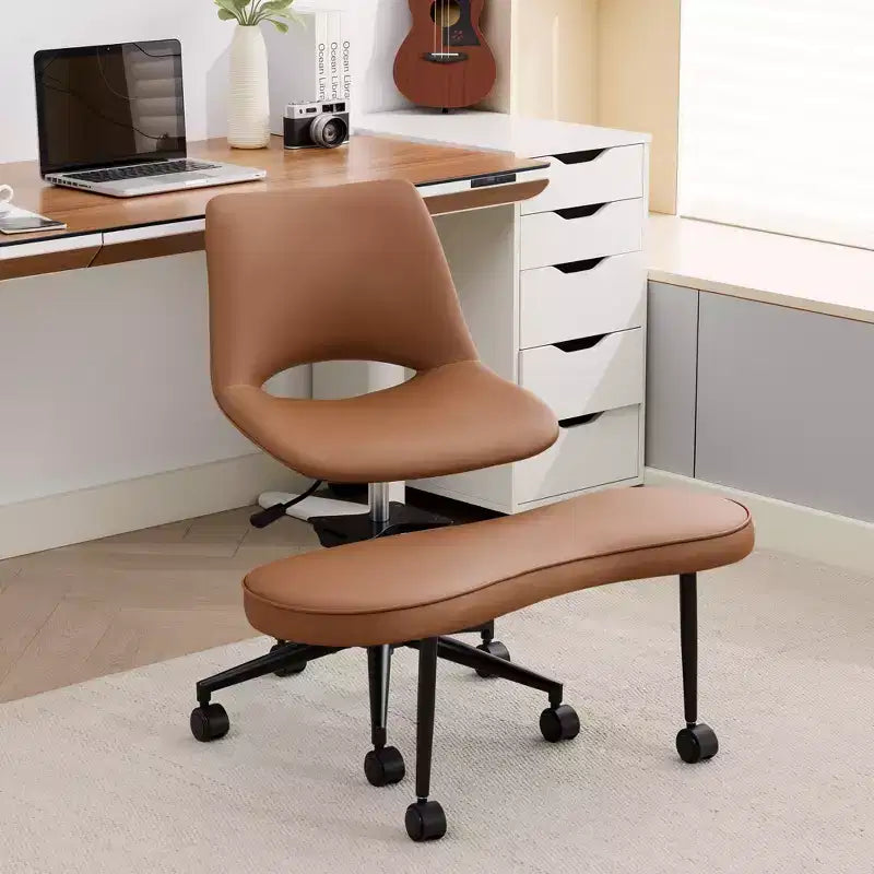 Chaise de sol à pieds croisés avec base pivotante et soutien lombaire