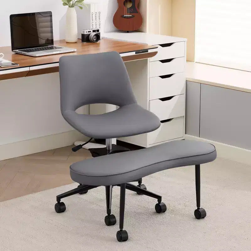 Chaise de sol à pieds croisés avec base pivotante et soutien lombaire