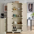 Meuble de rangement haut de style campagnard avec 8 portes et 4 étagères – 183 cm (H) x 62 cm (L) x 31 cm (P)