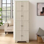 Meuble de rangement haut de style campagnard avec 8 portes et 4 étagères – 183 cm (H) x 62 cm (L) x 31 cm (P)
