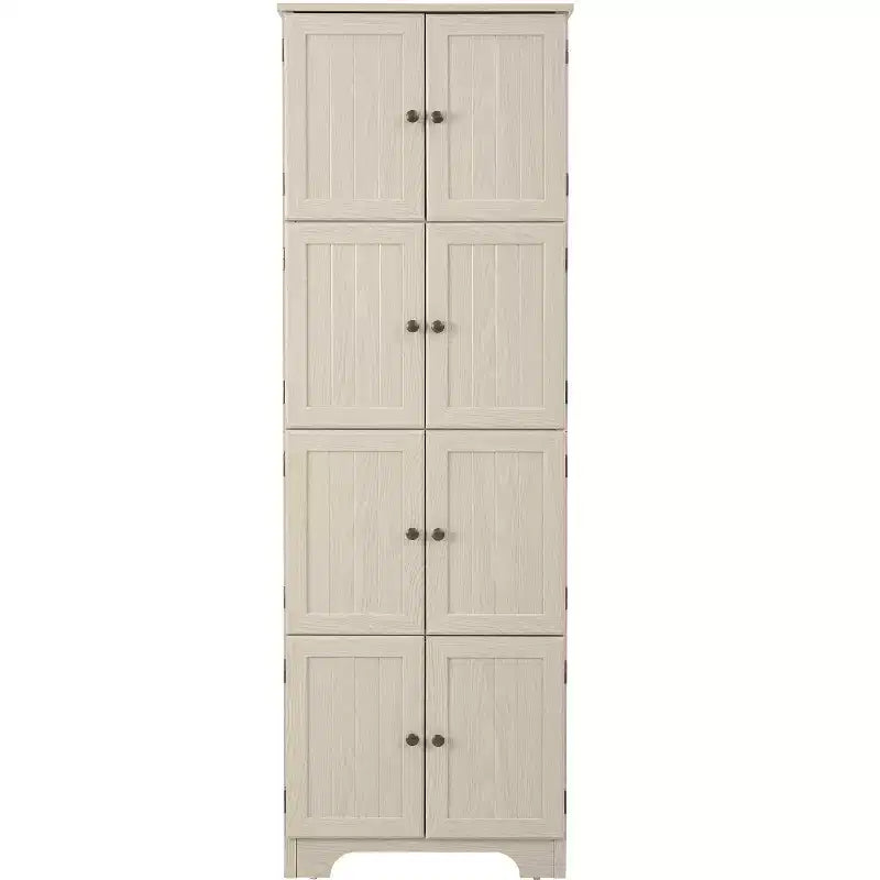 Meuble de rangement haut de style campagnard avec 8 portes et 4 étagères – 183 cm (H) x 62 cm (L) x 31 cm (P)