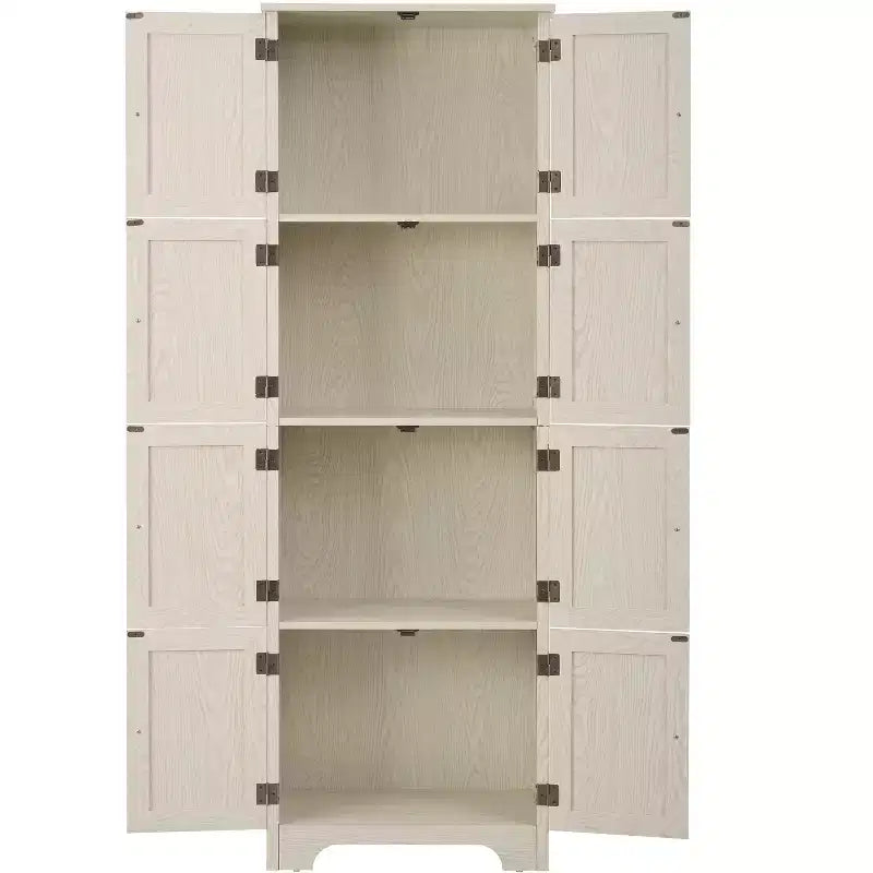 Meuble de rangement haut de style campagnard avec 8 portes et 4 étagères – 183 cm (H) x 62 cm (L) x 31 cm (P)