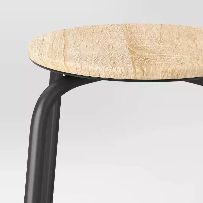 Lot de 2 tabourets de bar sans dossier hauteur comptoir avec assise en bois et structure en métal – 62,2 cm H x 43,2 cm l x 43,2 cm P