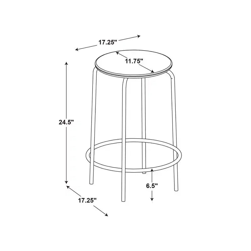 Lot de 2 tabourets de bar sans dossier hauteur comptoir avec assise en bois et structure en métal – 62,2 cm H x 43,2 cm l x 43,2 cm P