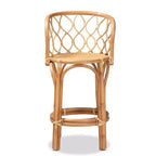 Tabouret de bar en rotin naturel, hauteur comptoir – Assise 45,5 cm l x 45,5 cm P, Hauteur fixe 66 cm