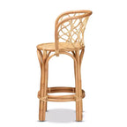 Tabouret de bar en rotin naturel, hauteur comptoir – Assise 45,5 cm l x 45,5 cm P, Hauteur fixe 66 cm